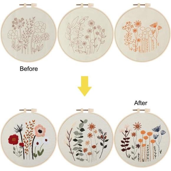 3 Pack Embroidery Starter Kit for Beginners Stamped Cross Stitch Kits - Picture 2 of 8